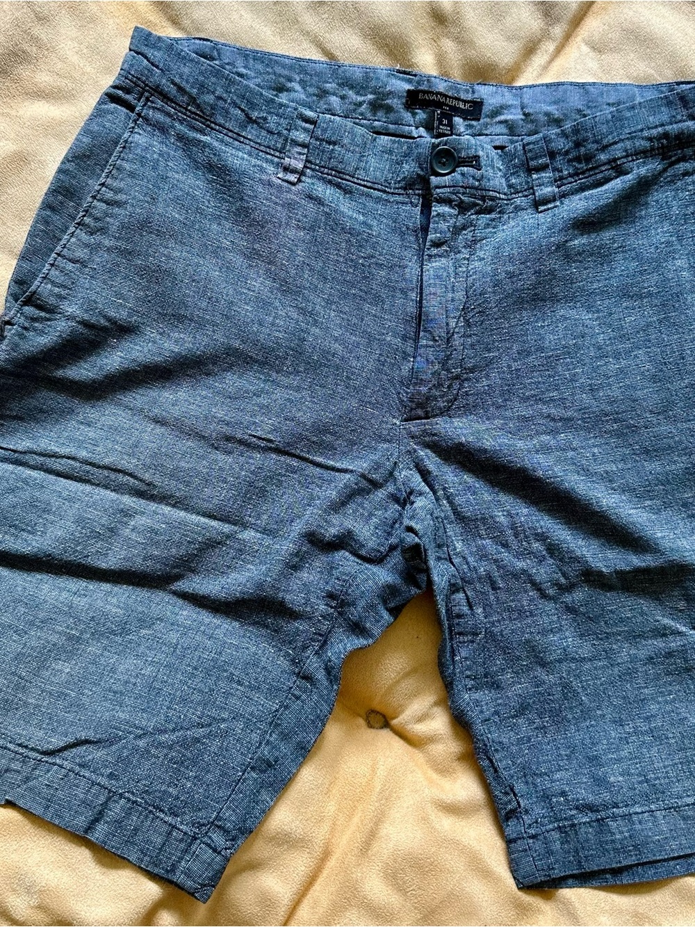 Banana Republic Men's Navy Linen-Blend Flat Front Shorts